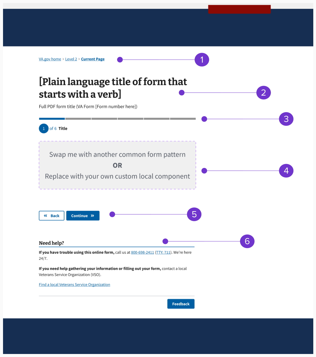 An example of a form step page for unauthenticated users.